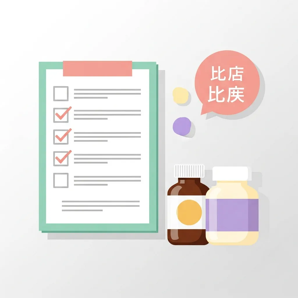 5つのチェックポイントを満たすサプリのチェック表イラスト