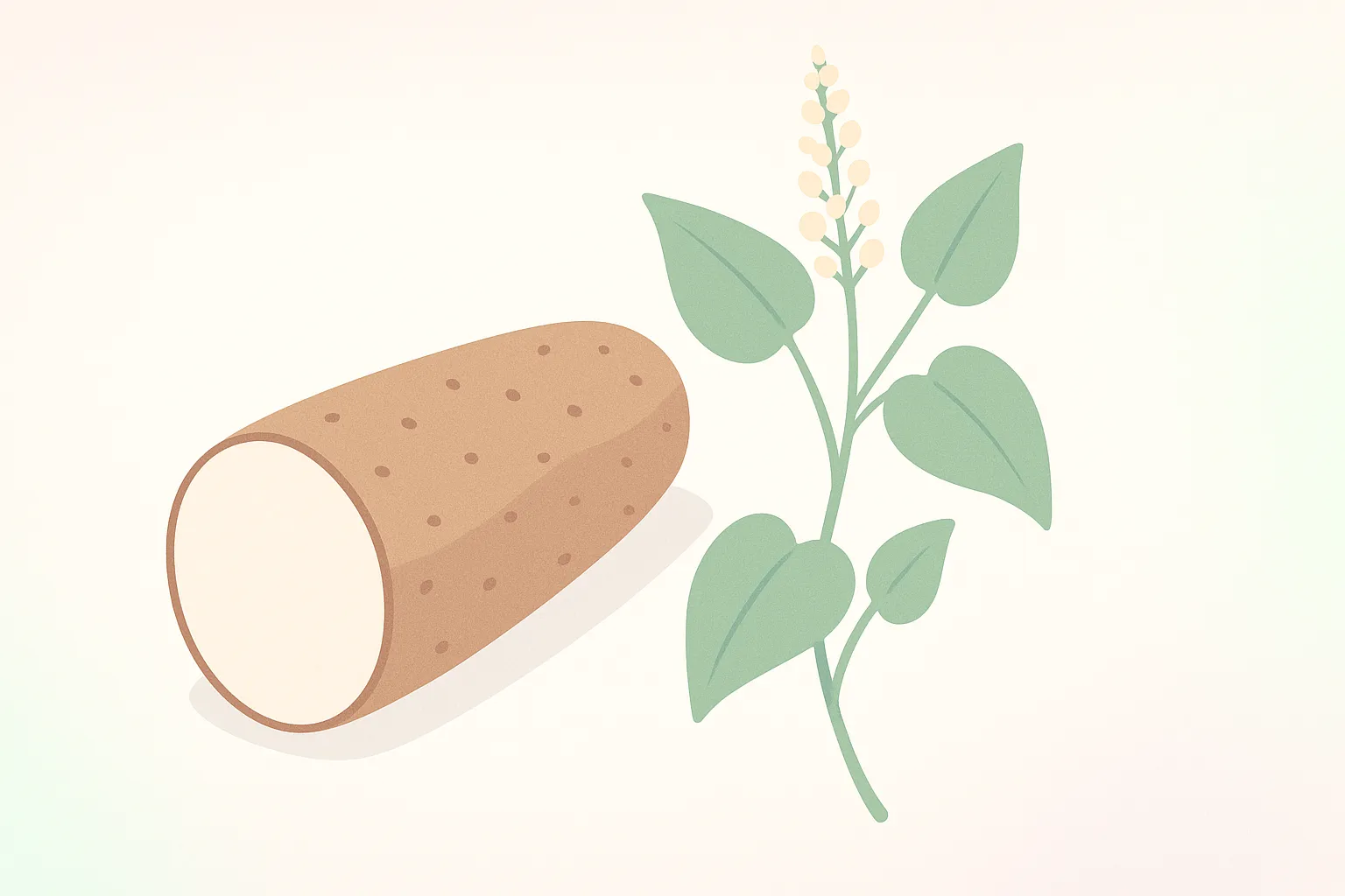 ヤマイモの断面とジオスゲニンの植物由来をイメージしたフラットイラスト