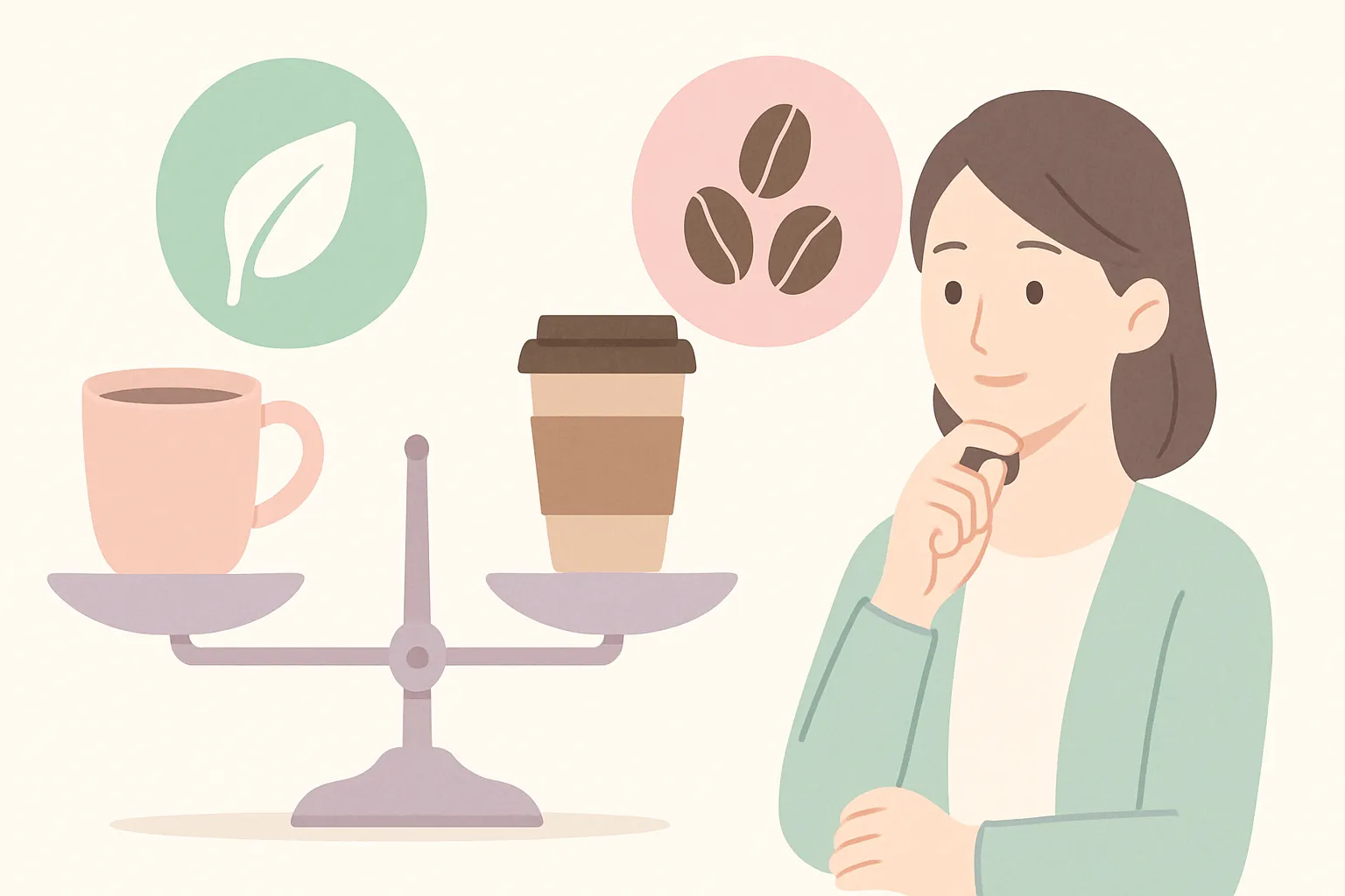 ノンカフェイン飲料とカフェイン量を比べるやさしい図解イメージ