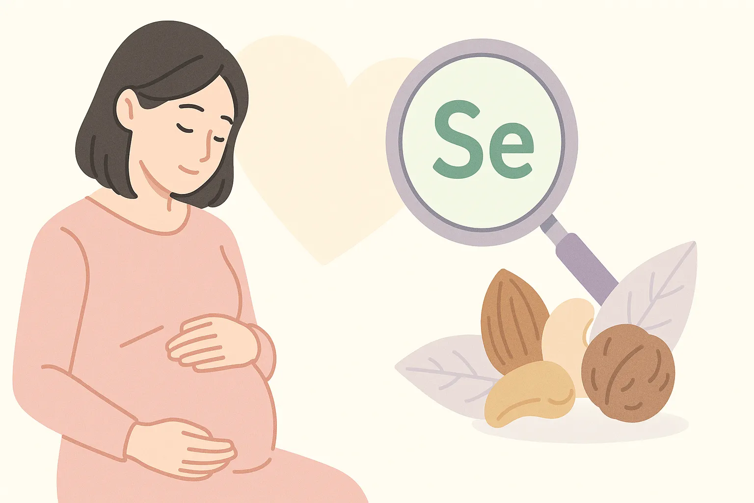 妊活の栄養素としてセレンが研究分野で注目されていることを穏やかに表すイラスト
