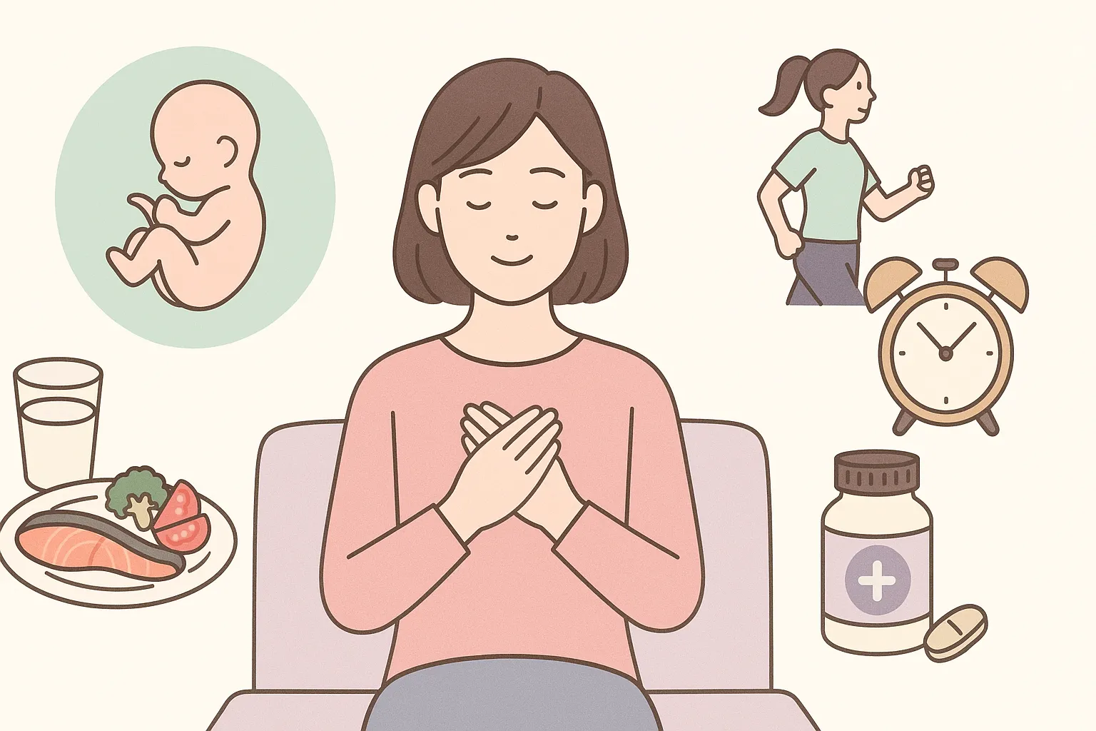 妊活と栄養・生活習慣全体の中で成分をひとつの要素として捉える俯瞰イメージ