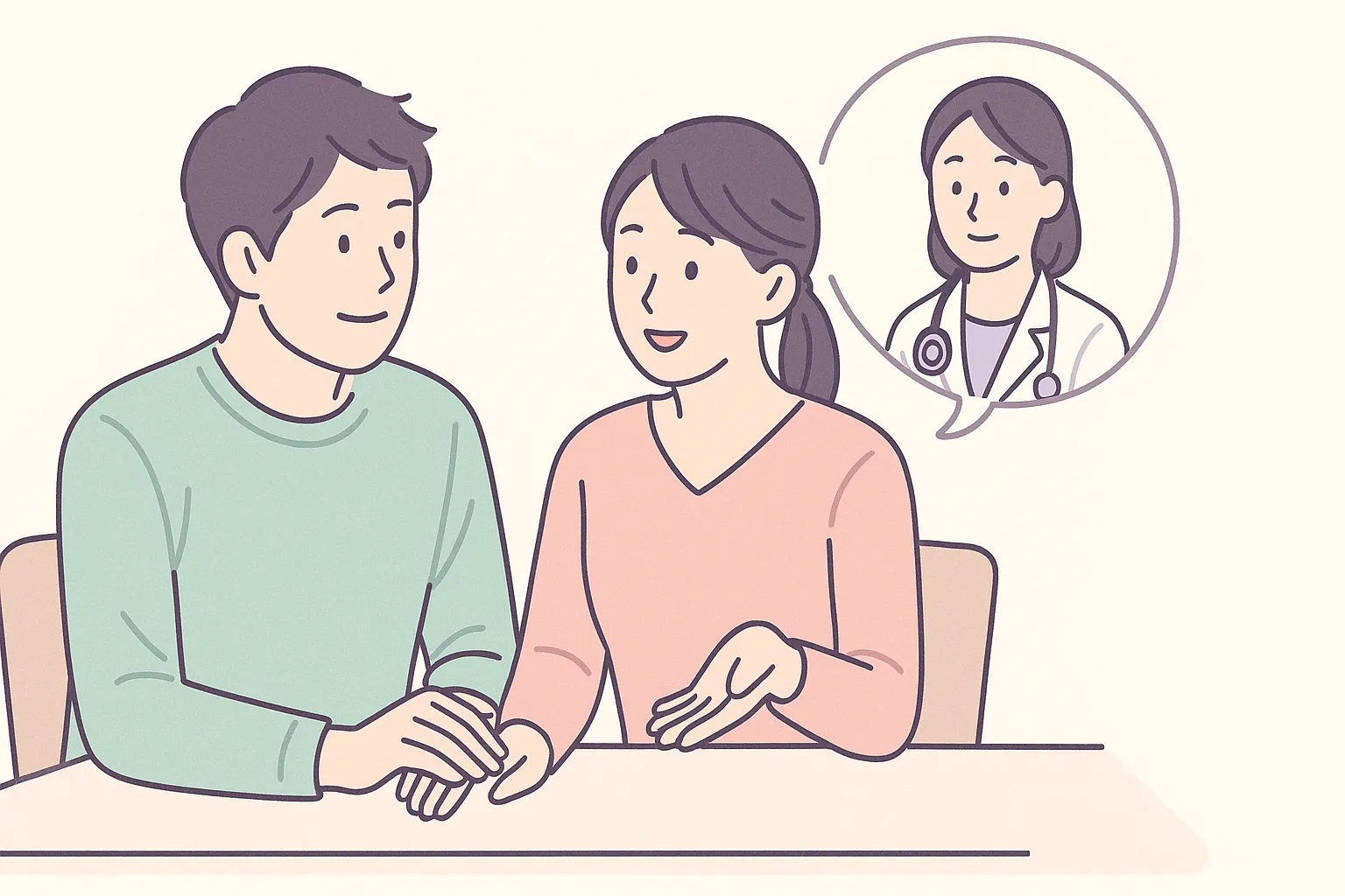 夫婦が一緒に妊活について話し合う穏やかなシーンのイメージ